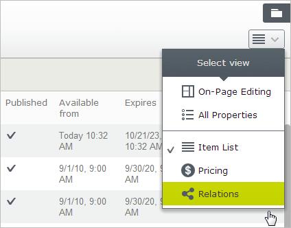 Catalogs 63 Changes to relations and pricing are immediately published and visible on the website, and are not part of the publishing flow.