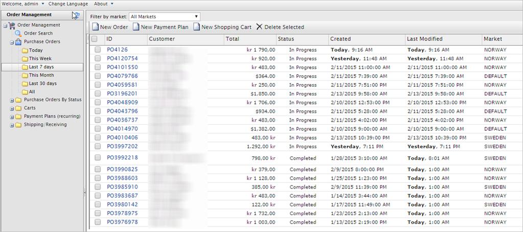 Orders 83 Using the options under Purchase Orders By Status in the left column you can view orders by status.