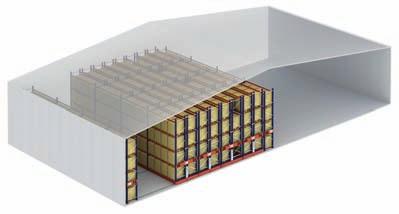 Warehouse using conventional pallet storage. The Movirack System Advantages - Direct access to any pallet in storage.