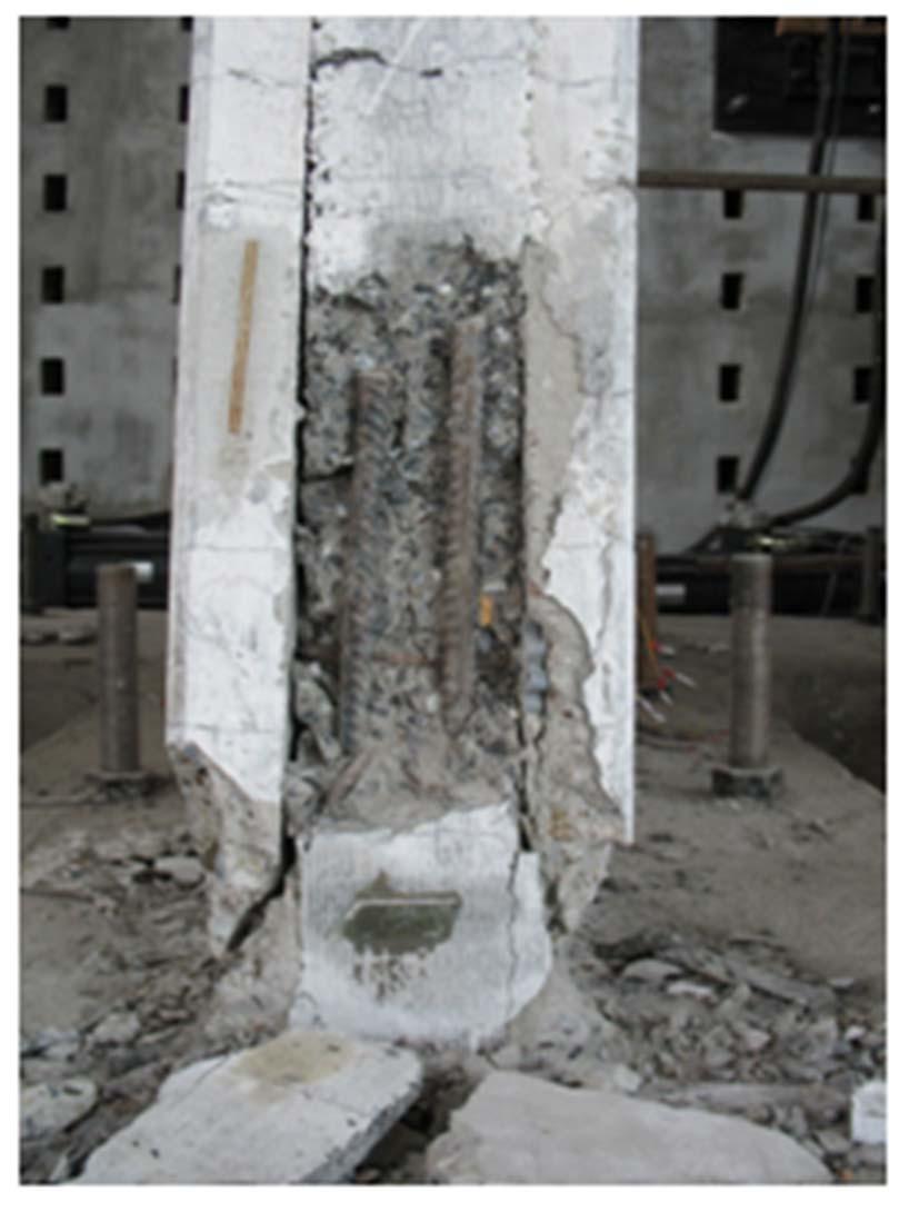 6, In the contour plot, the largest compression damage occur around two end rebar which connect the middle portion concrete and the support, two