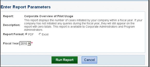Determine and select which Report Format, PDF or Excel, you would like to view. Use drop down box to select the Fiscal Year you want a report on. Select Run Report. Use report as needed. 6.