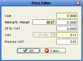 Stock Value Tab Open Product Select Tables, Product, Open Product from the Sales Ledger Menu.