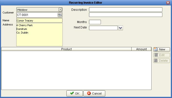 Provide a description of the invoice in the space provided at the top right corner of the window.