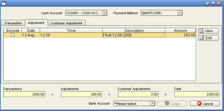 This tab shows all of the unposted transactions for the selected cash account. You may exclude transactions from the Lodgment by clicking the exclude box for required detail lines in the table.