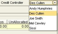 Credit Controller Some of the reports on the system allow you to filter by credit controller.
