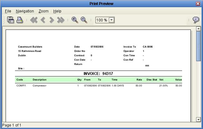 Document View Invoices Print Invoices Email Invoices View Invoices The system will display the invoice on screen and you then have further options to print and