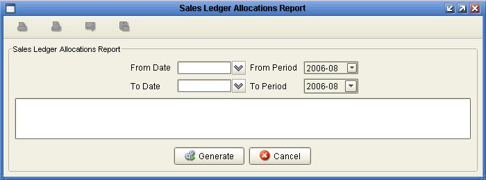 Allocations Select Reports, Allocations from Sales Ledger Menu.