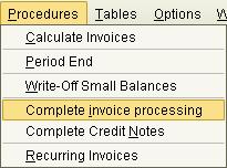 Complete Invoice Processing In order to improve performance on the system we delay some of the processing so that you can run it when required.