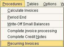 Recurring Invoices See the section File,
