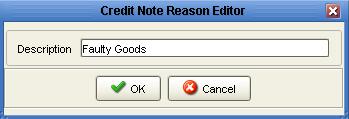 Creating a New Credit Note Reason To create an additional reason for issuing a credit note, click New.