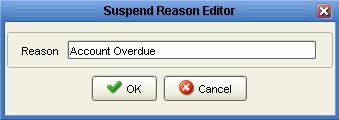 Creating a New Suspend Reason To create a new option, click New. Enter reason for the suspension and click the OK button.
