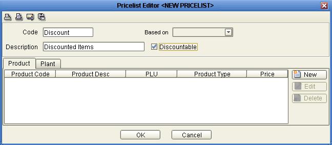 Select OK. The price of this product will now appear on the price list in the product tab in the Pricelist editor window.