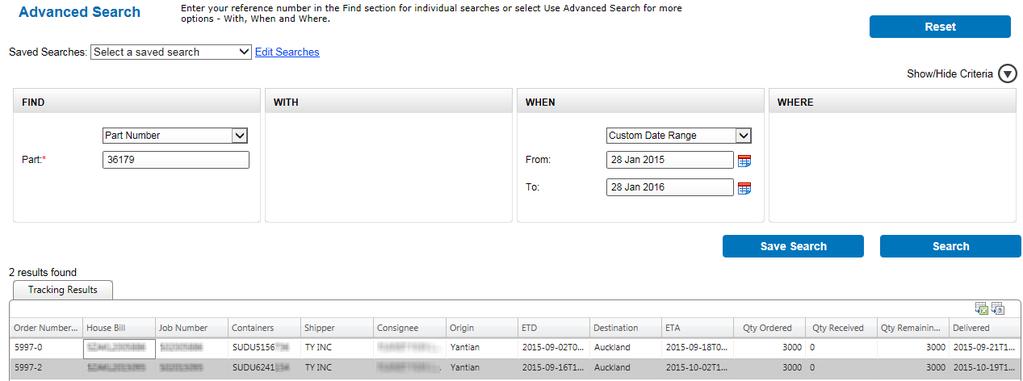 This will show Products and Part numbers on orders currently in transit, stock in hand (if