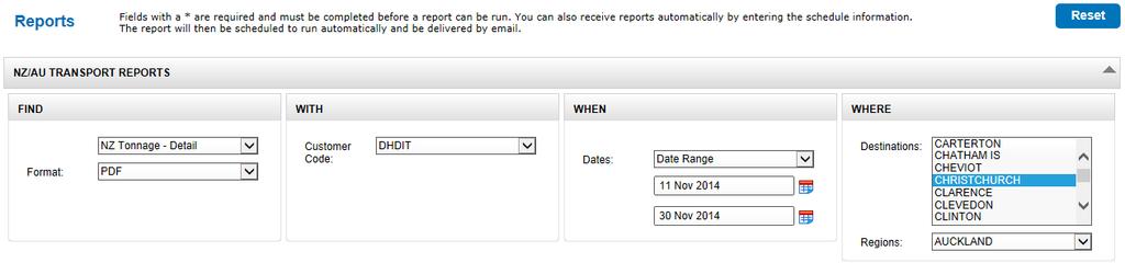 To run a report, go to the Reports menu and click on the report option you