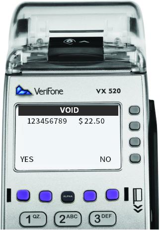 Step 6 Void confirmation screen displays Step 7 Verify the amount on the