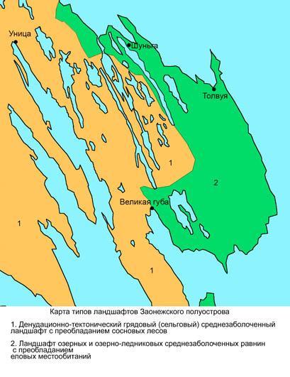 Some examples of ready-to-use maps Schematic map of the Zaonezhskii Peninsula