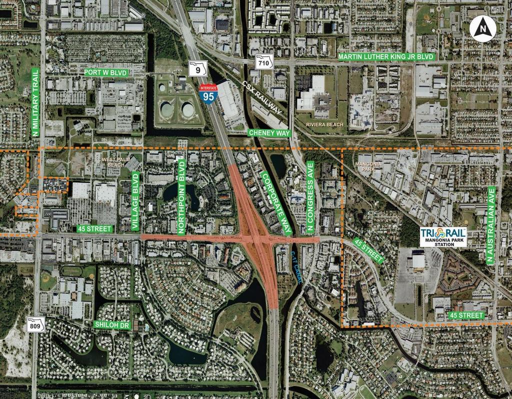 Project Study Area LIMITS: SR 9/I-95: from S of 45th Street to N of 45th Street 45th Street: From Village