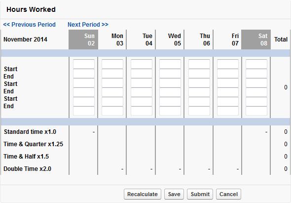 Timesheets The Timesheet is set up to display columns for any Pay Codes that may apply to you. As you complete the Timesheet, your time is automatically assigned to the appropriate Pay Codes.