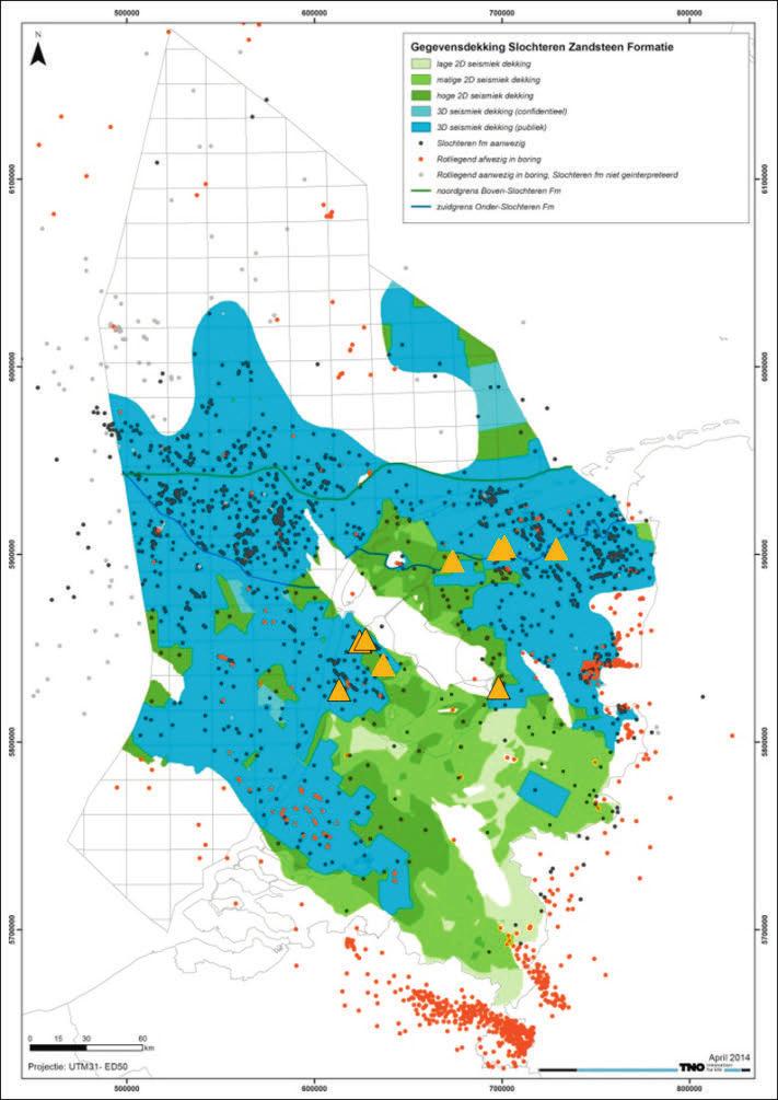 Case Study 5 Figure 1 Map of data for evaluation of the Rotliegend aquifer* * Coloured areas give the outline of the presence of the Rotliegend aquifer.