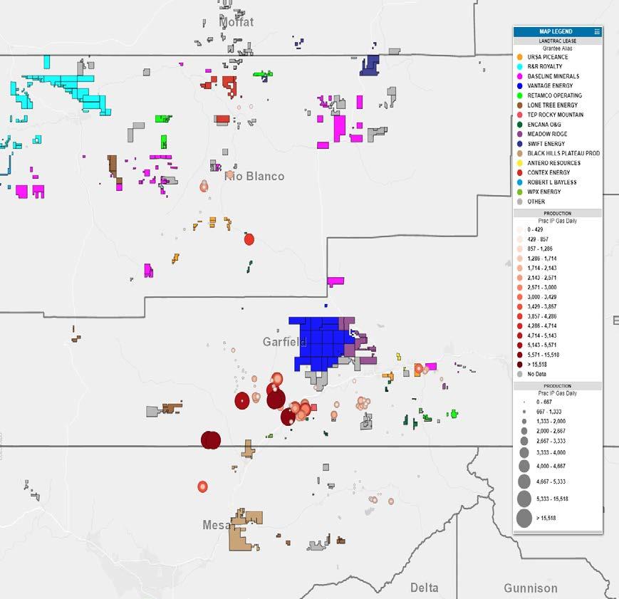 Lease Map and Production Profile Tep Rocky Mountain, Ursa Operating, Blackhills