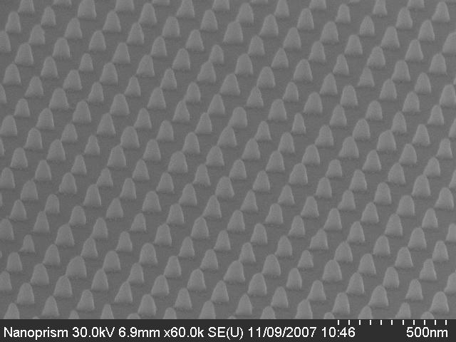 Other types of nanostructures fabricated by NIL: nano-pyramid Fabrication principle: 1. Triangular hole array 2.