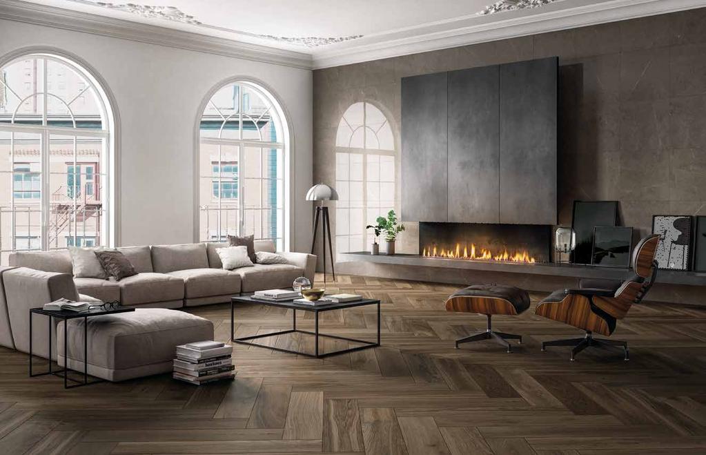 COLLECTIONS True p. 102 Re-True p. 112 Emotion p. 120 Wood is a gathering of porcelain tile collections that reflect various natural wood essences.
