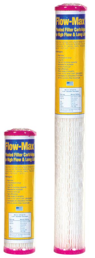 Flow-Max Pleated Filter Cartridges Greater surface area for longer life and reduced filtration costs.