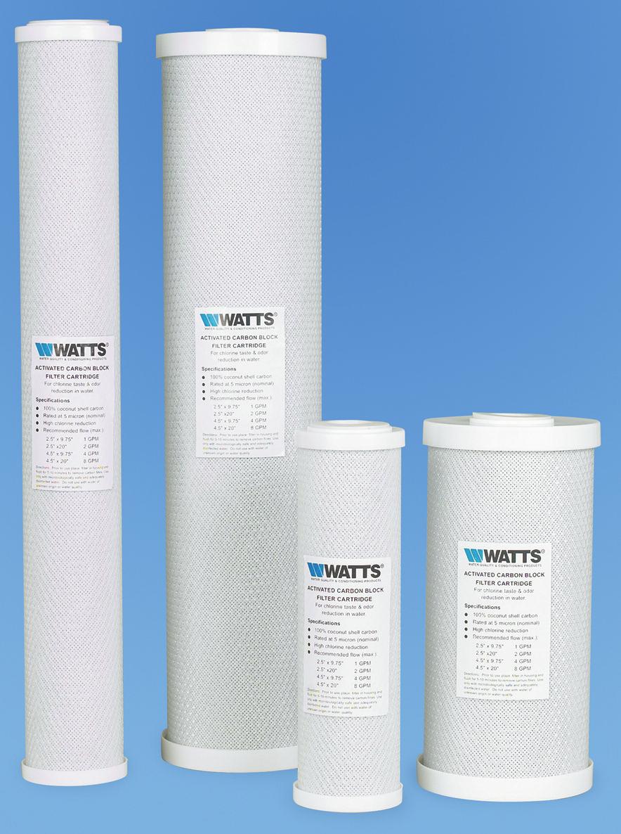 Watts Extruded Carbon Block Filter Cartridges Thick wall carbon construction for superior performance. Low cost for economy!