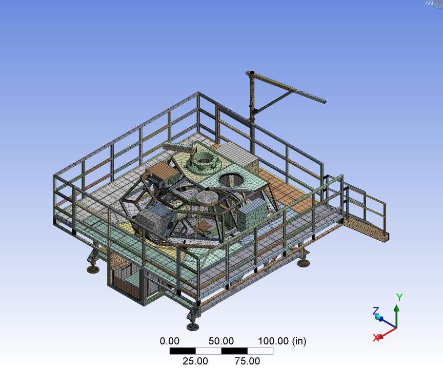 Figure 4: Finite Element Analysis simulation mesh with over 10 million degrees of freedom They also eliminated small fillet radii in the 3-D CAD models to avoid the stress riser effect when the model