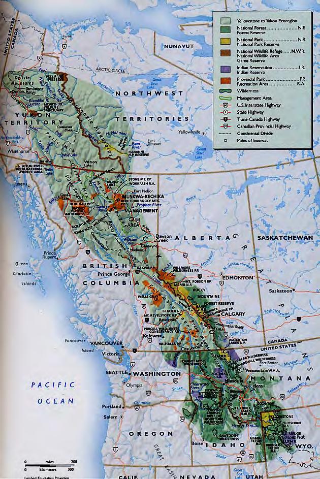 Y2Y Yellowstone to Yukon Length: 3207 km s Width: 202-805 km s Average height: 1,067 metres