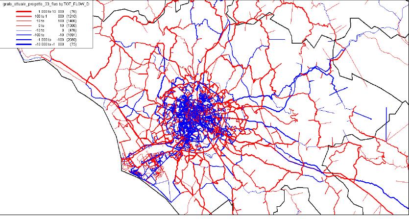 Rome, Italy (see maps below). The tendency is for a gradual decrease in traffic flows in urban centres, with increasing concentrations around the periphery of the cities.