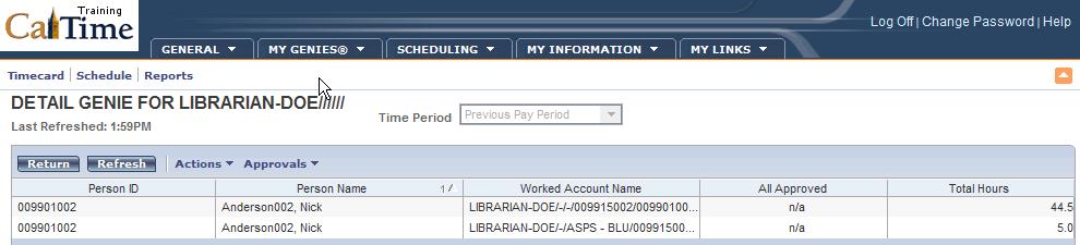 To see a breakdown by employee hours, double- click on the Account Name (see the illustration at the top of the