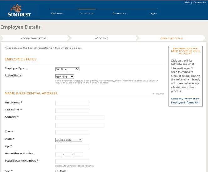 Step 11: Employee Setup Enter information about each employee, including name,