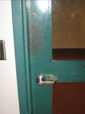 Doors, Frames and Hardware: All of the interior doors are painted hollow metal doors in hollow metal frames with wire glass or tempered glass lites where occurring.