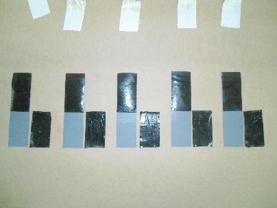 a) b) c) Figure 12 Different failure modes in the peeling tests; a) oxidized bitumen with fibrous acrylic; b) SBS polymer bitumen with liquid
