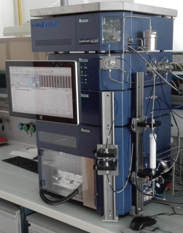 Pre-fractionation of S 1 F 12 with Flash chromatography Fraction 6 Fraction 7 HPLC monitoring Fraction 8 column solvents flow rate