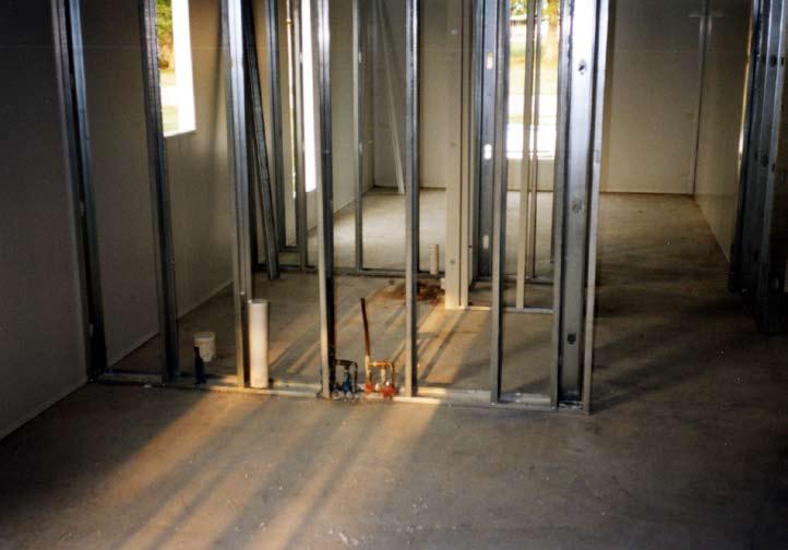 All interior partition walls are framed using 3 5/8 steel studs.
