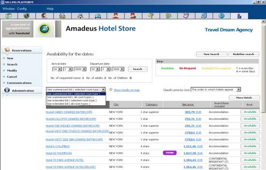 Availability Here you will be able to see the list of the first 20 hotels corresponding to the search criteria you have previously filled in.