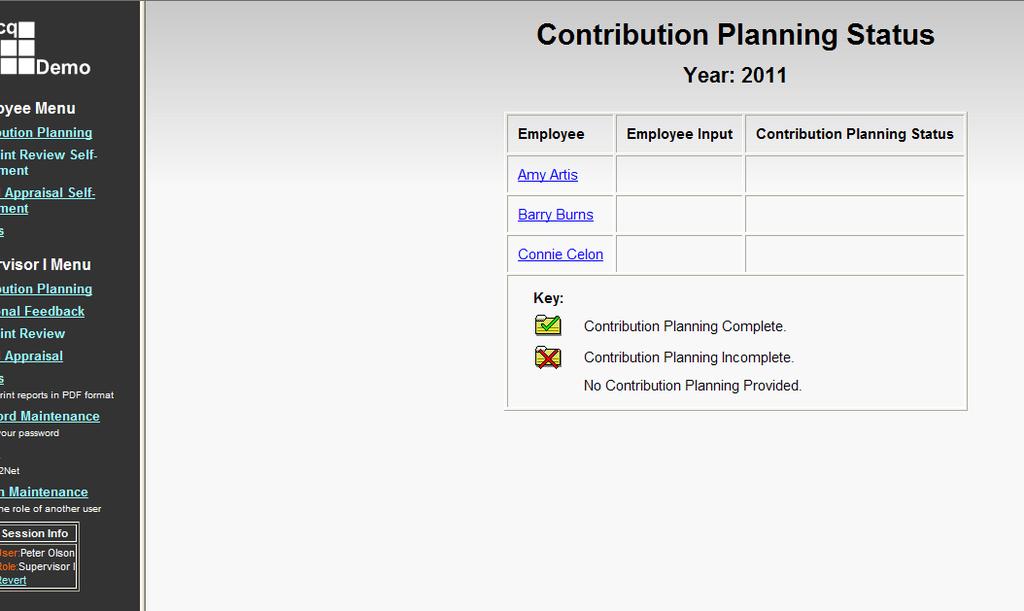 Contribution Planning Supervisor Click Contribution Planning from the navigation