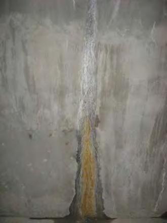 Identify the leaking crack and chisel it out