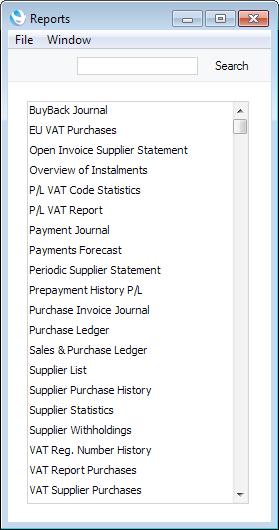 Enterprise by HansaWorld Reports Introduction As with all modules, to print a report in the Purchase Ledger, click the [Reports] button in the Master Control panel or use the Ctrl-R (Windows and