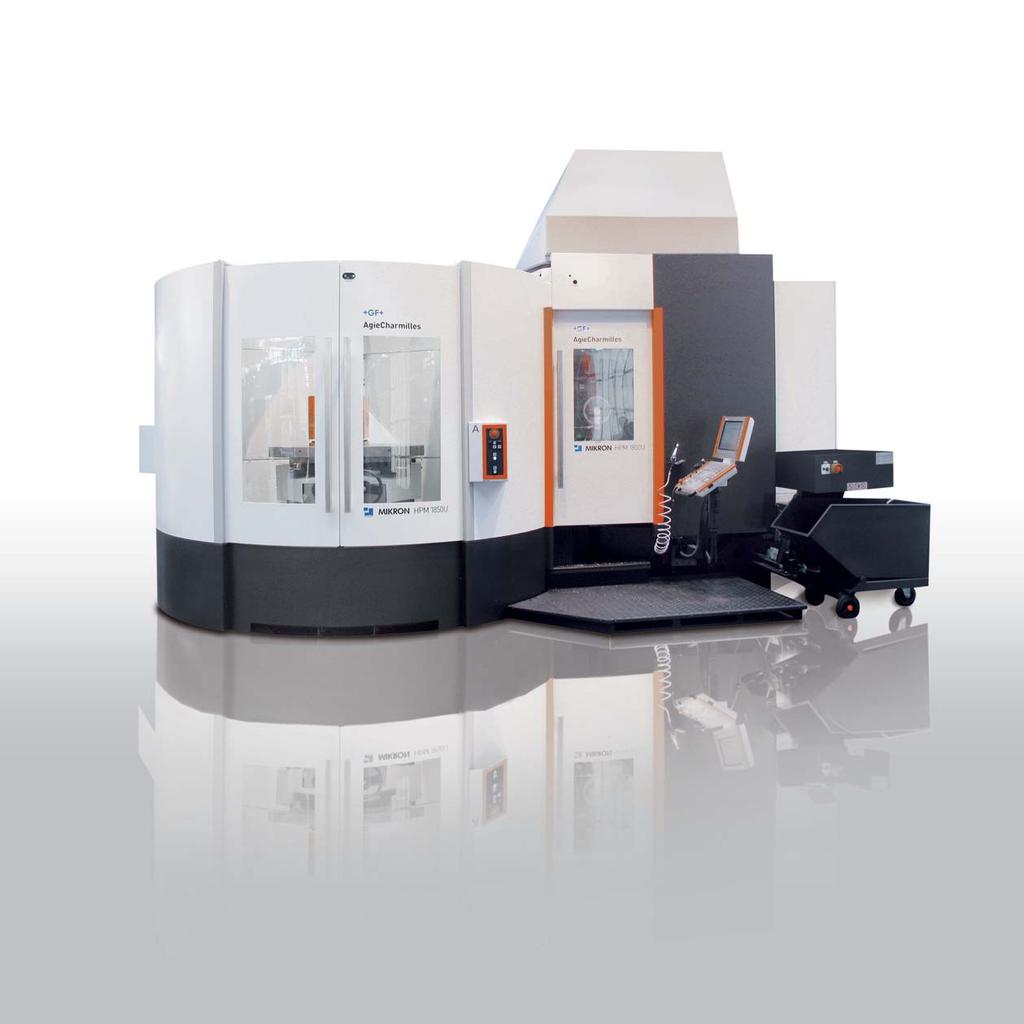 Highlights MIKRON HPM 1850U Efficient rough as well as precise finish machining A pallet magazine for workpieces up to 1750 kg in weight The B and C axes can be clamped together for rough machining.