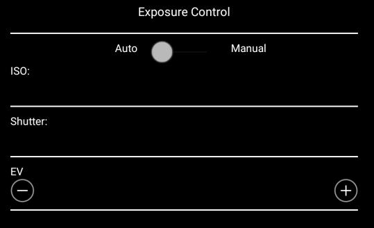 EXPOSURE SETTINGS AUTO/MANUAL choose between automatic and manual exposure control ISO when in manual exposure mode you can manually set the ISO speed to adjust photo quality SHUTTER when in manual