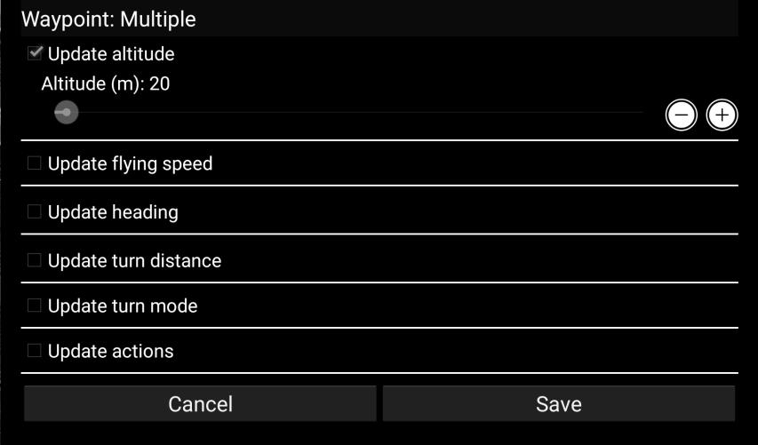 WAYPOINT MULTI-SELECT + EDIT By using the contextual bar you are able to select multiple waypoint and affect changes to common properties and have those changes saved to all selected waypoints in a