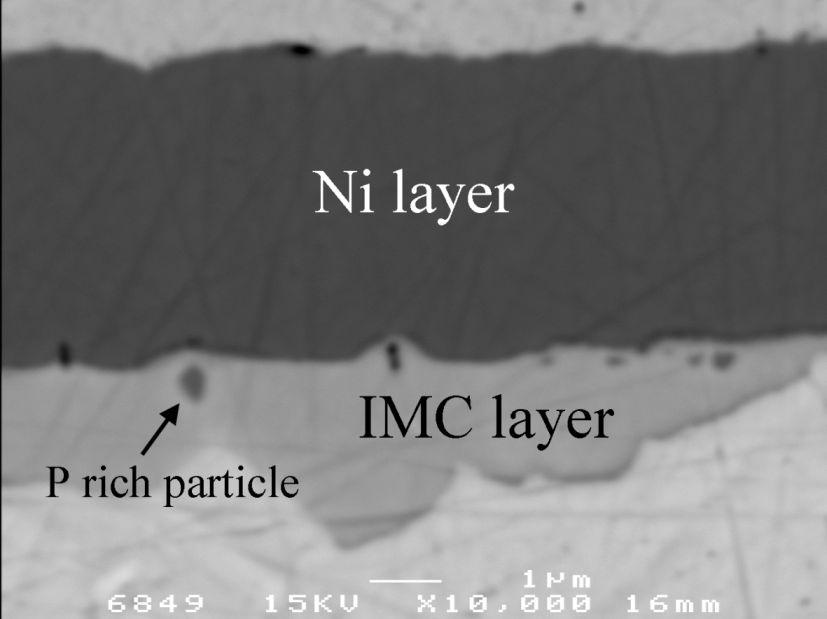 (d) The IMC layer of an ENIG plated test joint [Papers IV and V].