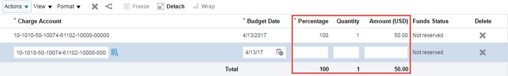 Enter the percent that should be split or the quantity. The fields will automatically calculate once a value is entered.