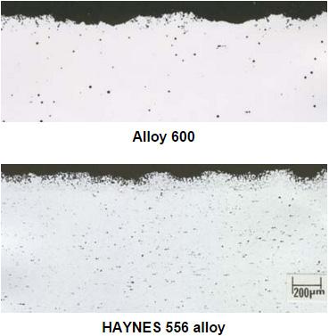 Resistance to Chlorine-Bearing Environments HAYNES 556 alloy can be considered resistant to high-temperature oxidizing environments containing chlorine.