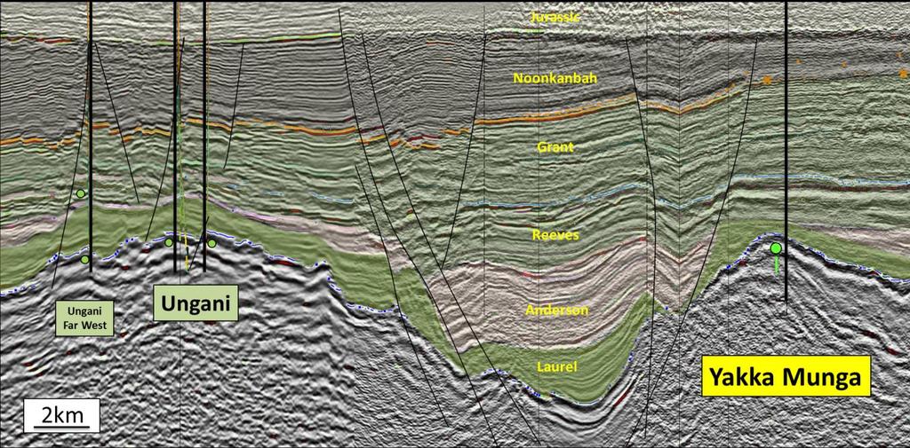Prospect Summary Yakka Munga (EP428) Major regional structure 11km by 4km, up to 1000m of vertical relief Top at 2300m (only 200m deeper than Ungani) Large