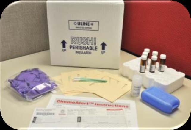 USP <800> (Hazardous Drugs) The ChemoAlert Kit Self-contained wipe kit all contents needed to collect and return samples to the lab for analysis Tests for 1-10 different drug targets from a single