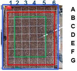 below through the mix bed and the air velocities are measured at several grid positions. Figure 5 shows the grid at the top surface of the mix bed at the laboratory scale device.